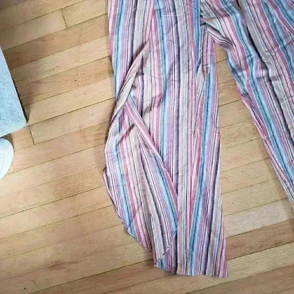 Drew Anthropologie Striped Linen Blend Strapless Bohemian Jumpsuit Size … - Picture 5 of 11